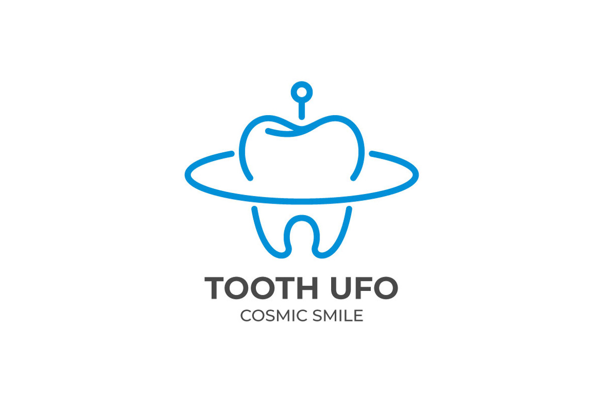 Tooth UFO Monoline Business Logo, a Graphic by Mightyfire (Photo 2 of 3)