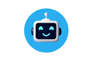 3D Smiling Chatbot Icon with, a Technology Illustration by Abscent