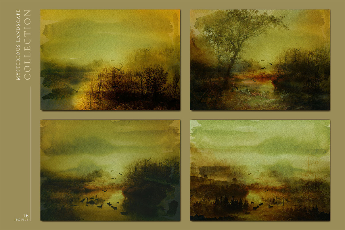 Mysterious Watercolor Landscapes 4, a Background Graphic by Suna Kosem (Photo 5 of 11)