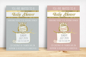 Owl Baby Shower Invitation