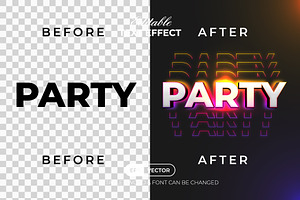 Party Text Effect Colorful Light