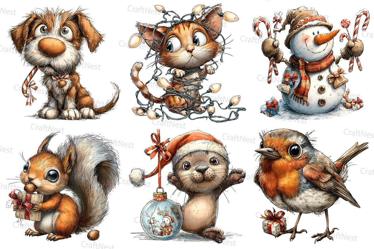 Playful Christmas Clipart, an Illustration by Craft Nest (Photo 7 of 7)