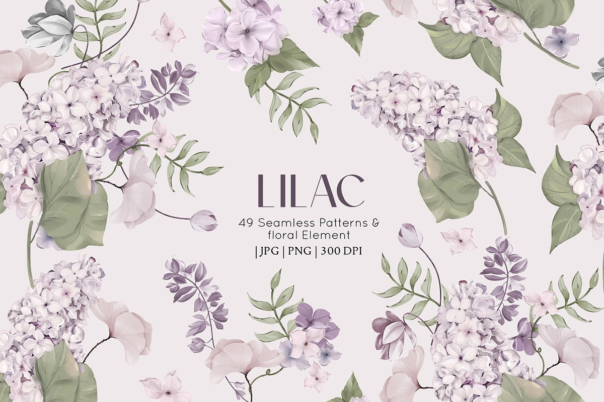 Lilac Seamless Pattern And Graphic, a Pattern Graphic by Madebyia (Photo 1 of 16)