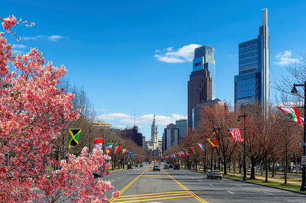 Philadelphia skyline in springtime, an Architecture Photo by Lucky Photographer