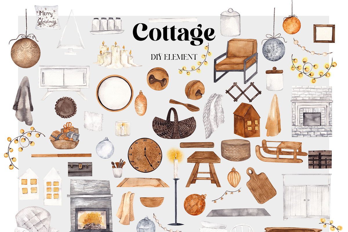 Cottage Christmas. Cozy Home., a Seasonal Illustration by ma_i_vi (Photo 10 of 11)