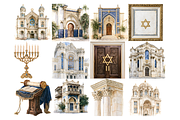 Watercolor Synagogue Clipart, a Decorative Illustration by stickermadness (Thumbnail 3 of 4)
