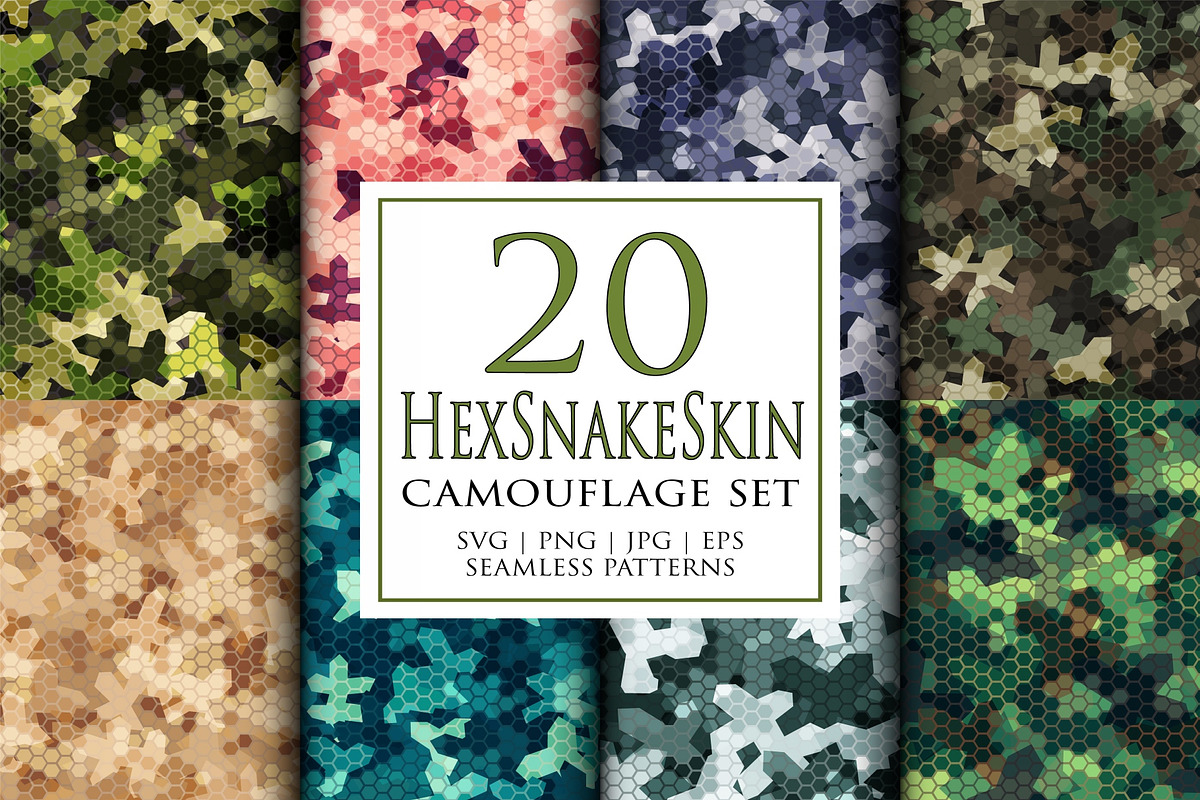 Hexagonal snakeskin futuristic camo, a Pattern Graphic by ArchonDigitalShop (Photo 1 of 8)