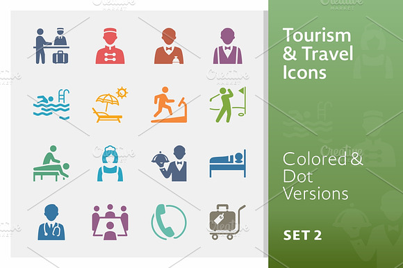 Tourism Travel Icons 2 Colored
