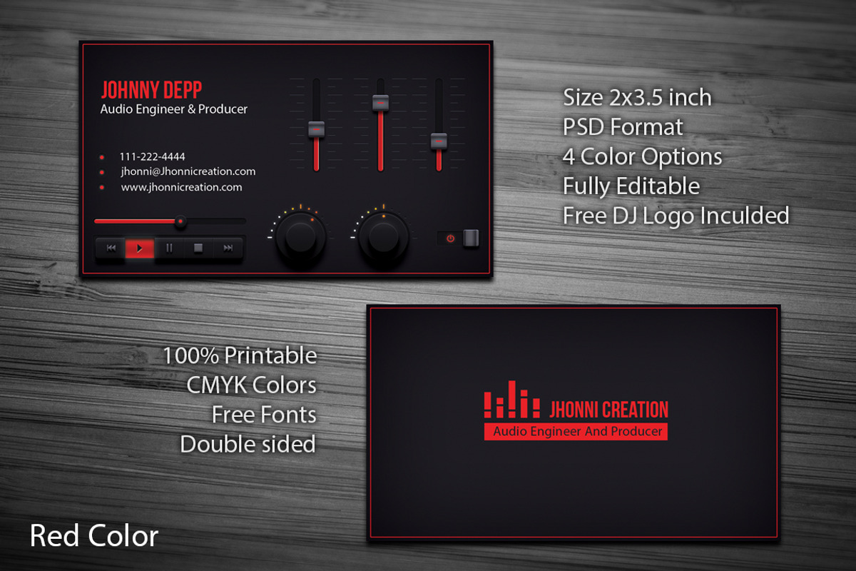 Music Producer and DJ Business card, a Business Card Template by NasirGrfx (Photo 2 of 4)