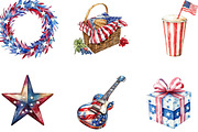 Watercolor 4th of July Clipart, an Illustration by Designking (Thumbnail 2 of 5)