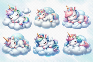 Sleeping Cute Unicorn Clipart