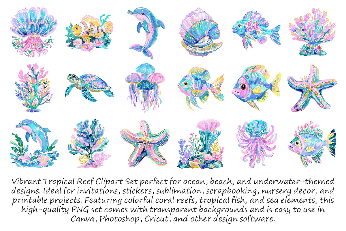 Tropical Reef Clipart Set, an Illustration by Libby Wishes (Photo 4 of 4)