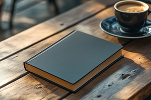 Closed dark book mockup and cup of, a School & Education Photo by MistyDay