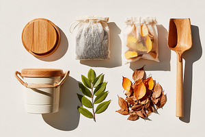 Crafting a natural herbal tea blend with dried leaves and spices in a kitchen s, a Photo by AlyaAnd