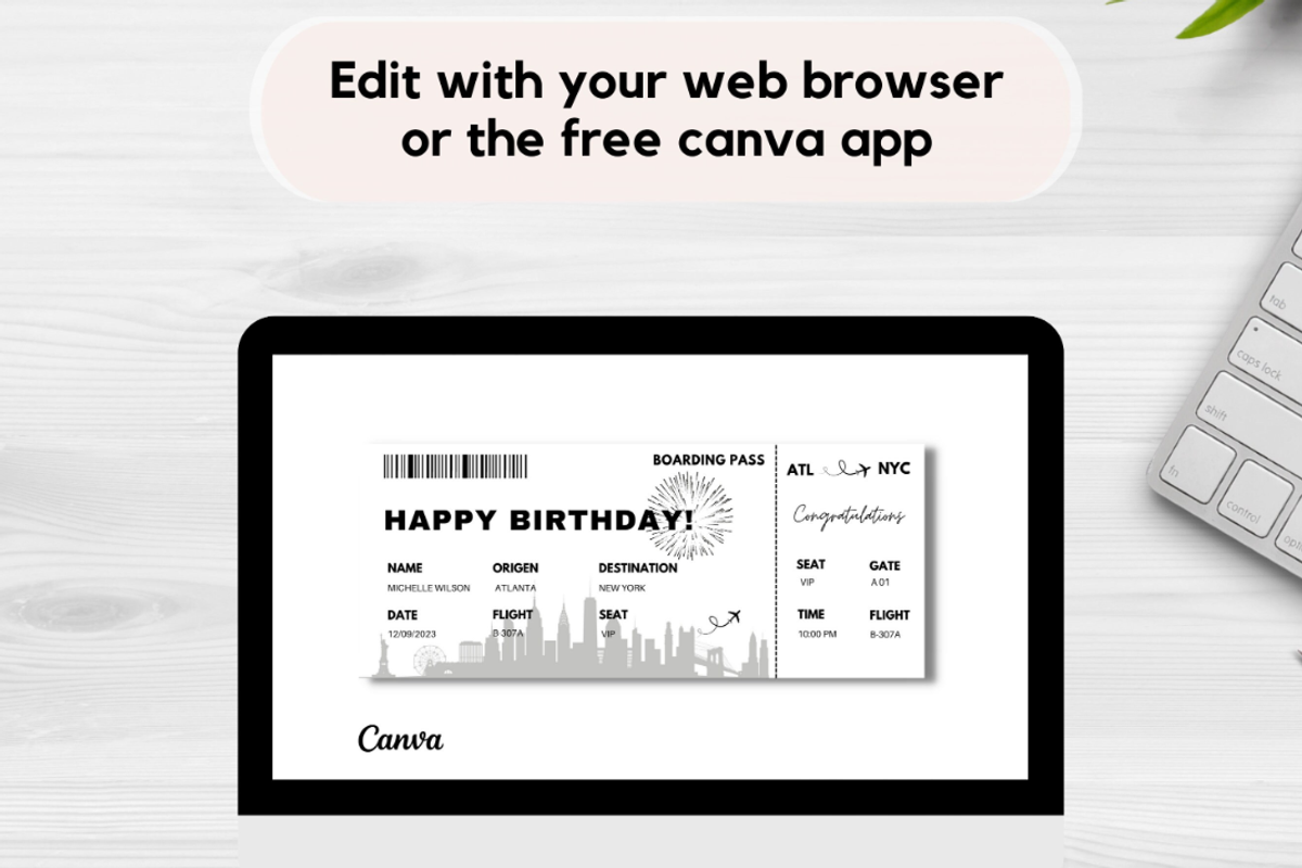 Editable Boarding Pass Template, an Invitation Template by YasdeyDesigns (Photo 6 of 9)