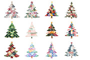 Patchwork Christmas Tree Clipart, an Illustration by Design Market (Thumbnail 3 of 3)