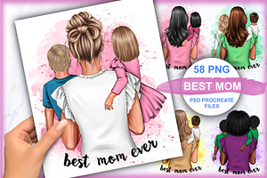 Best Mom & Children, Family Clipart.