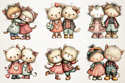 Whimsical Valentine Cat Couple PNG, an Illustration by RobertsArt (Thumbnail 5 of 7)