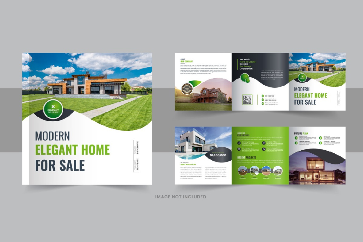 Real estate square trifold brochure, a Brochure Template by Pavel_design