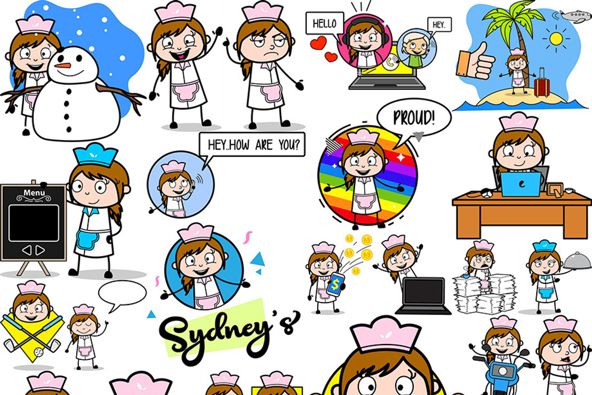 Waitress ~ Cartoon Character Set, a Food Illustration by The Toon Company (Photo 8 of 10)