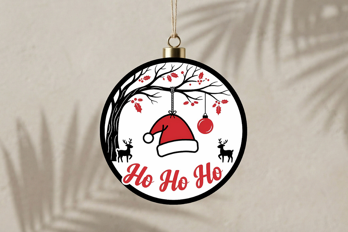 Ho Ho Ho Santa Hat Ornament SVG File, a Seasonal Illustration by CrexoraLab (Photo 3 of 3)