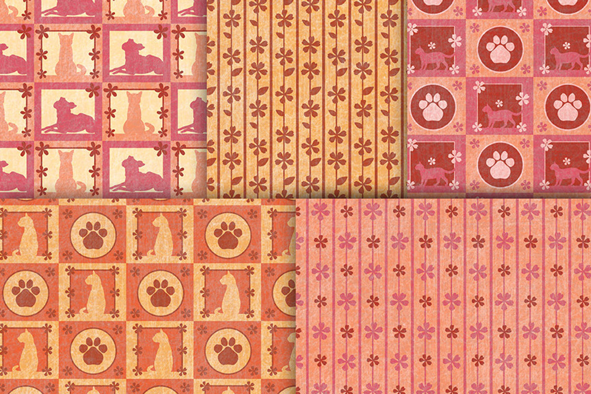 Cats and Dogs Floral Pet Patterns, a Pattern Graphic by VizualStorm