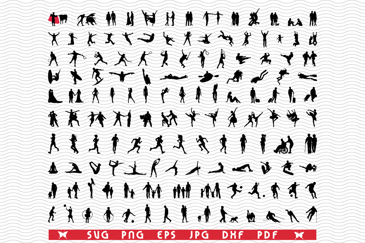 SVG  People Black Silhouettes 2, an Object Graphic by DesignStudioRM