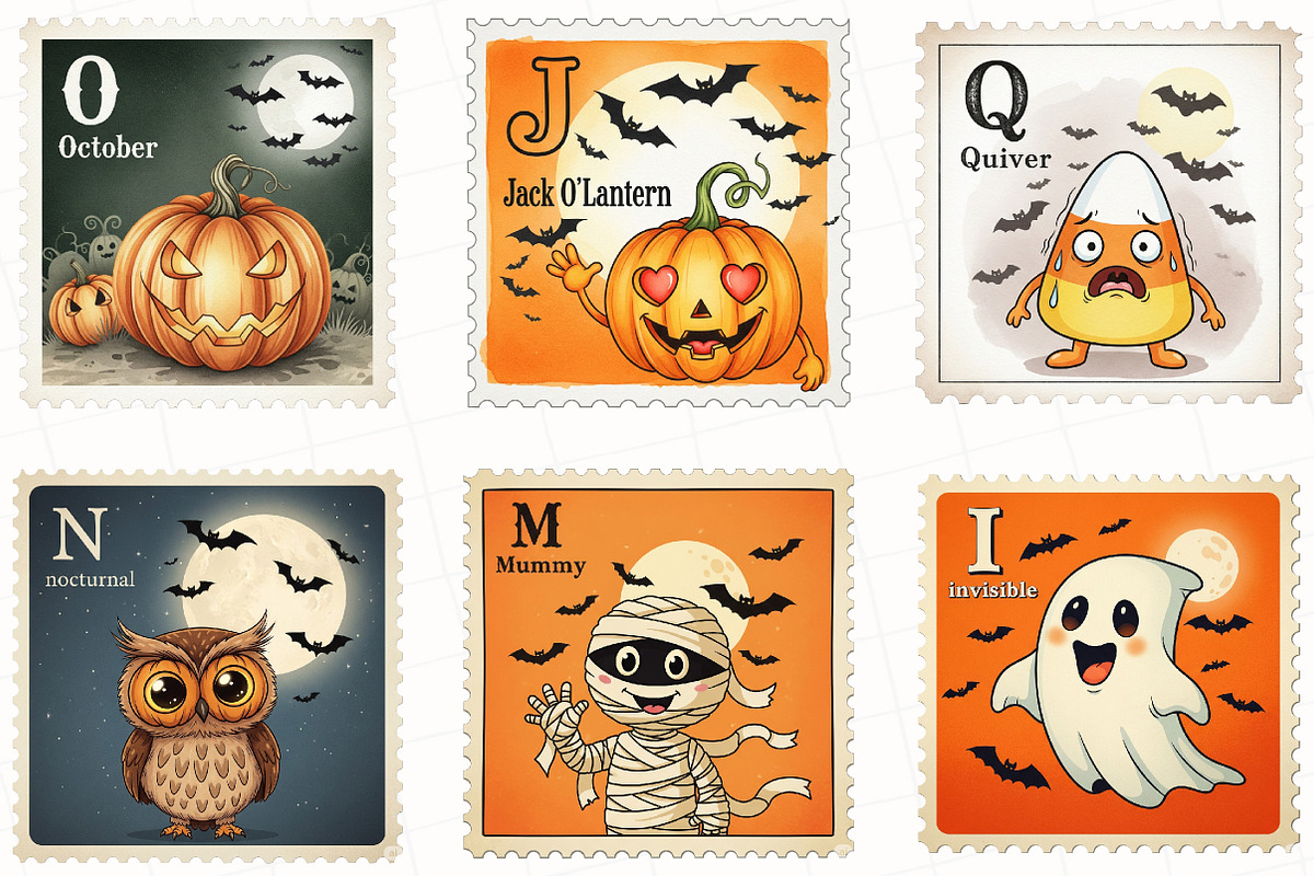 Halloween Postage Stamp Clipart, an Illustration by OK Design (Photo 5 of 5)