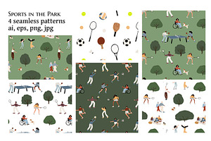 Park activity seamless patterns set, a Background Graphic by LyubovZaytseva