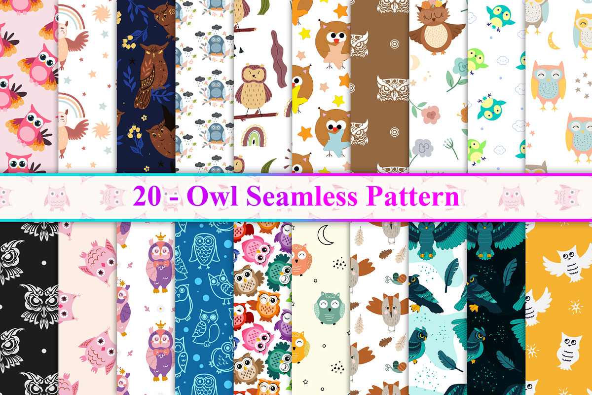 Owl Seamless Pattern, a Pattern Graphic by Digital Studio (Photo 1 of 6)