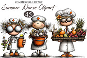 Whimsical Summer Nurse Clipart, a Seasonal Illustration by designcity5 (Thumbnail 1 of 5)