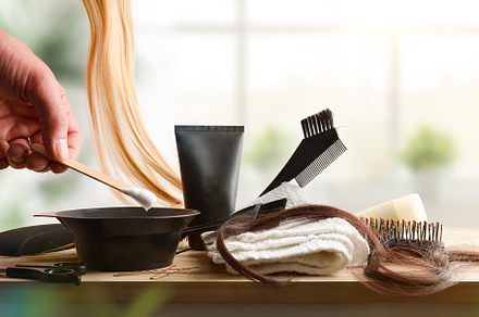 Hair treatment products on wooden table at home front view, a Beauty & Fashion Photo by Davizro's Market