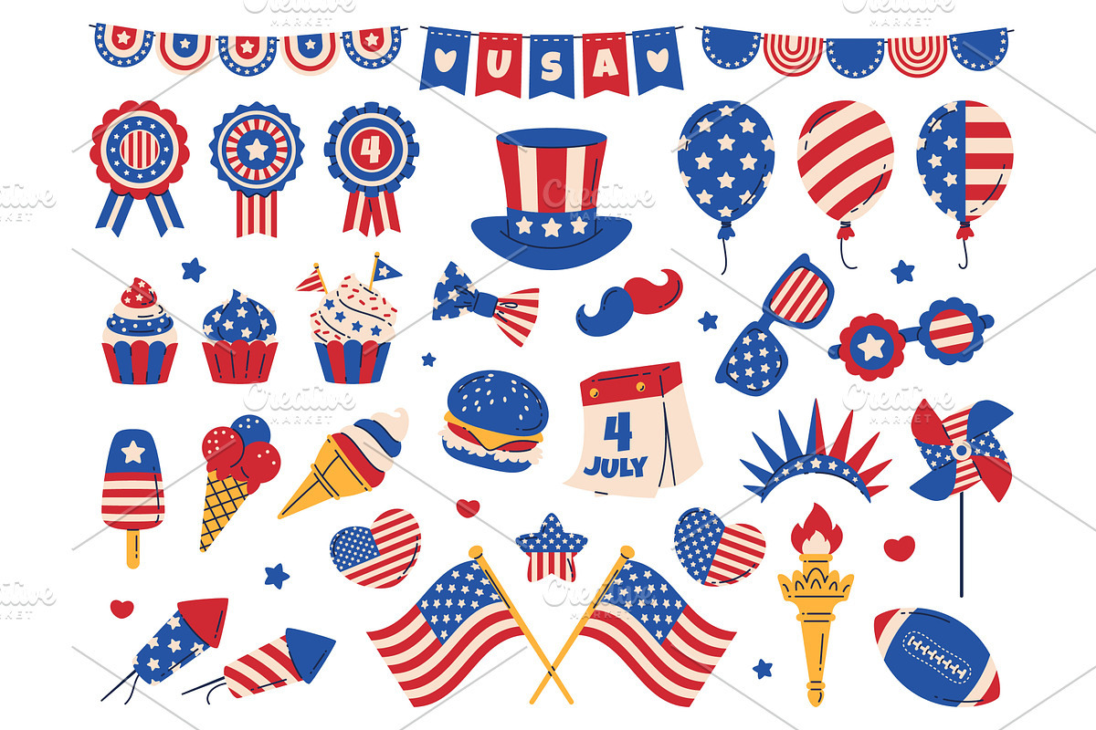 Cartoon usa independence day, an Object Illustration by YummyBuum