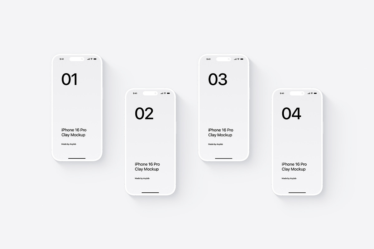 iPhone 16 Pro Clay - 24 Mockups, an iPhone Mockup by Asylab (Photo 17 of 58)