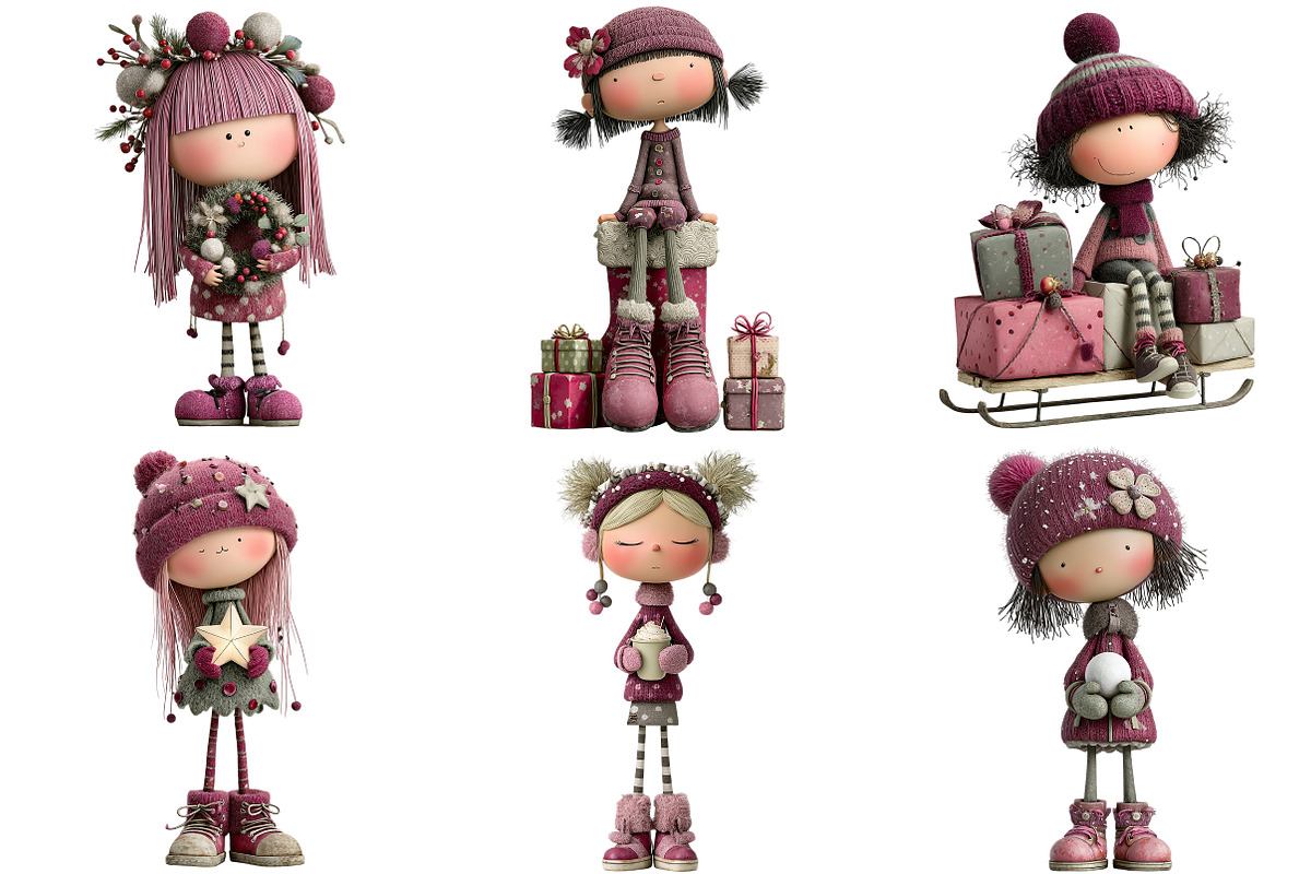 Quirky Christmas Cute Girl Clipart, an Illustration by Craft Nest (Photo 3 of 8)