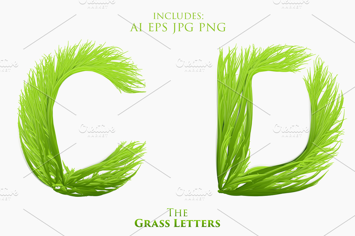Vector Grass Letters Set, a Decorative Illustration by GarryKillian