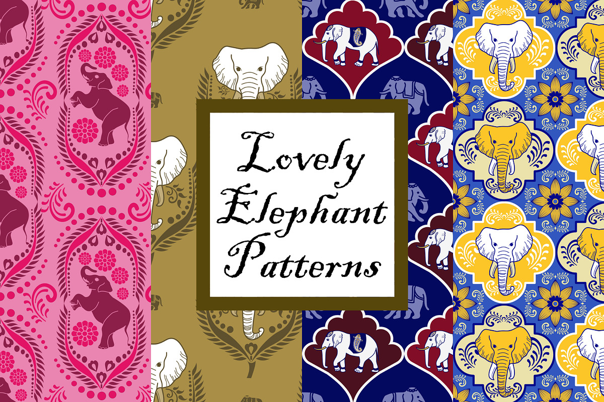 Lovely Elephant Patterns, a Pattern Graphic by ThaiByGaew (Photo 1 of 3)