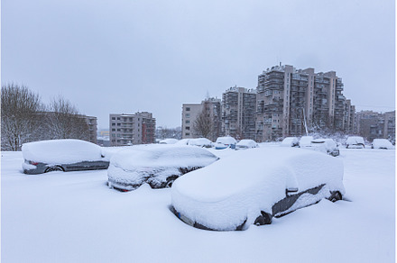 Vehicles covered with snow in the, a Nature Photo by Lukas Jonaitis SHOP