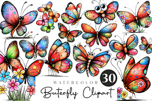 Whimsical buterfly clipart, an Illustration by CreationArt