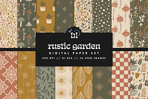 Rustic Garden Seamless Pattern Set