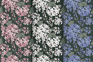 Lilac Flowers Seamless Patterns