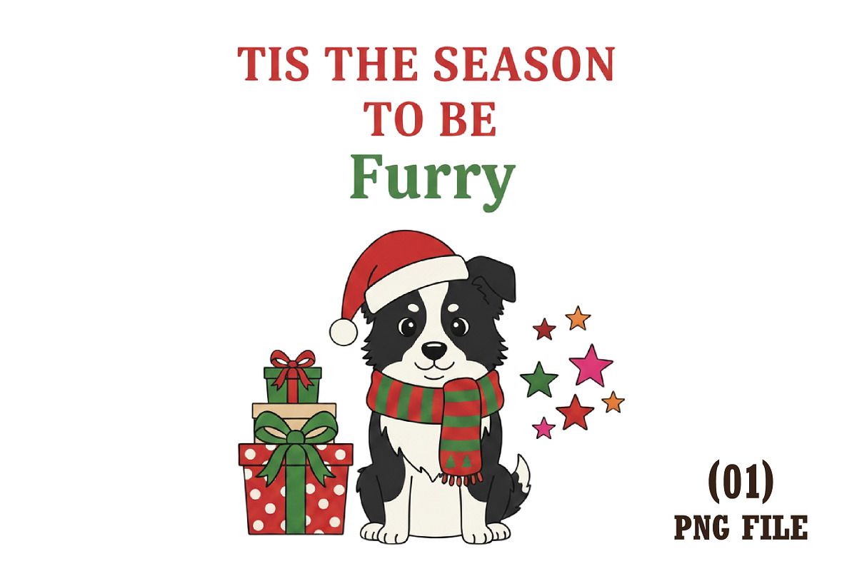 Christmas Dog Collie Hand Drawn PNG, an Illustration by DreamArtGraphic (Photo 1 of 6)