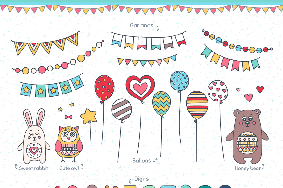 Happy Birthday! Clip Art Set, a Decorative Illustration by Fairy dreams (Photo 2 of 9)