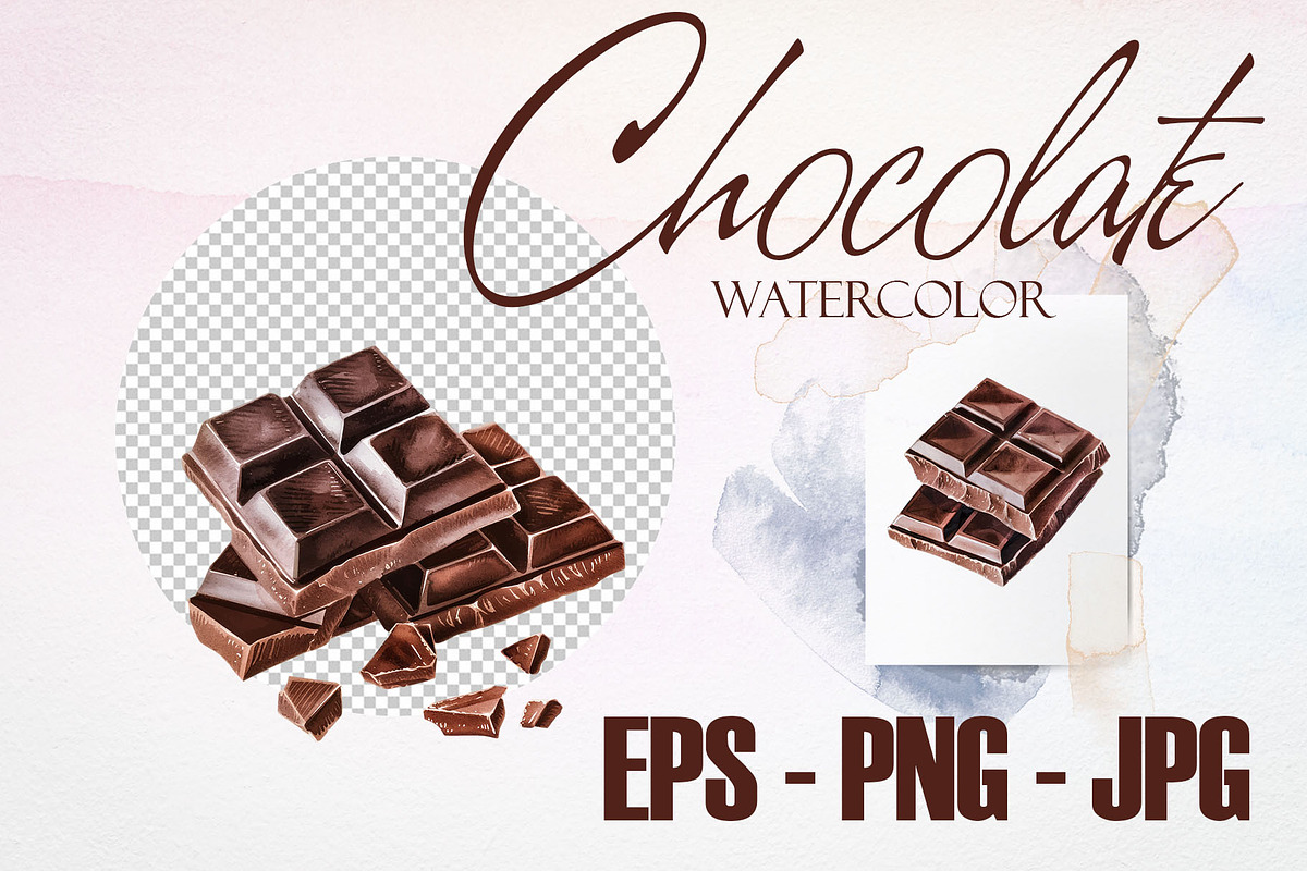 Watercolor Chocolate Vector Set, a Pattern Graphic by Deckar_art (Photo 2 of 4)