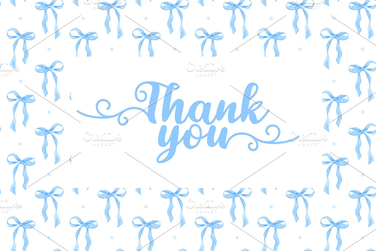 Watercolor Blue Bow Seamless Pattern, an Illustration by Stellalunarts (Photo 4 of 4)