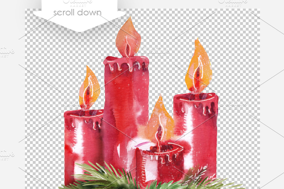 Christmas Candles, a Decorative Illustration by Marina Grau (Photo 2 of 3)