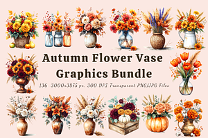 Autumn Flower Vase Graphics Bundle