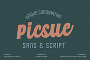 Picsue; Script and Sans Font Duo, a Script Font by Eko Bimantara (Thumbnail 1 of 20)