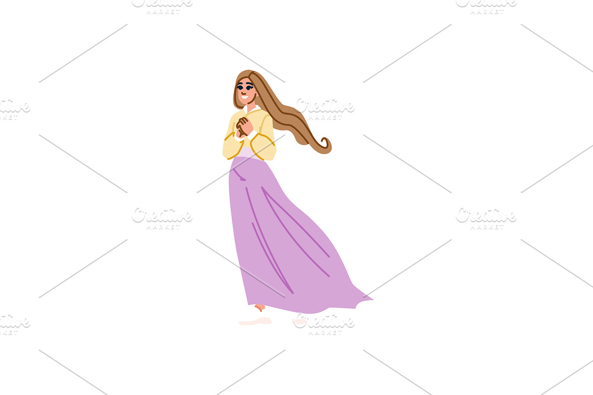Young woman wearing traditional, an Object Illustration by pikepicture