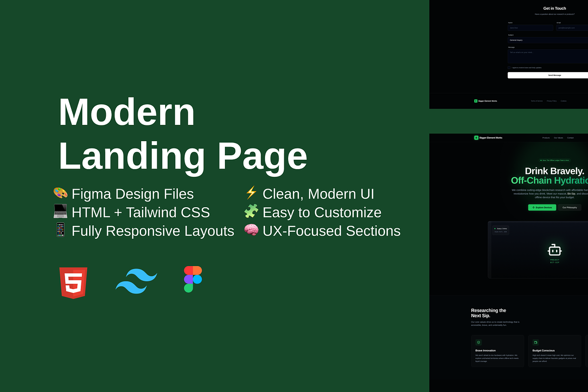 Bigger Element Works Landing Page, a HTML Template by PetersTouch Creative (Photo 1 of 3)